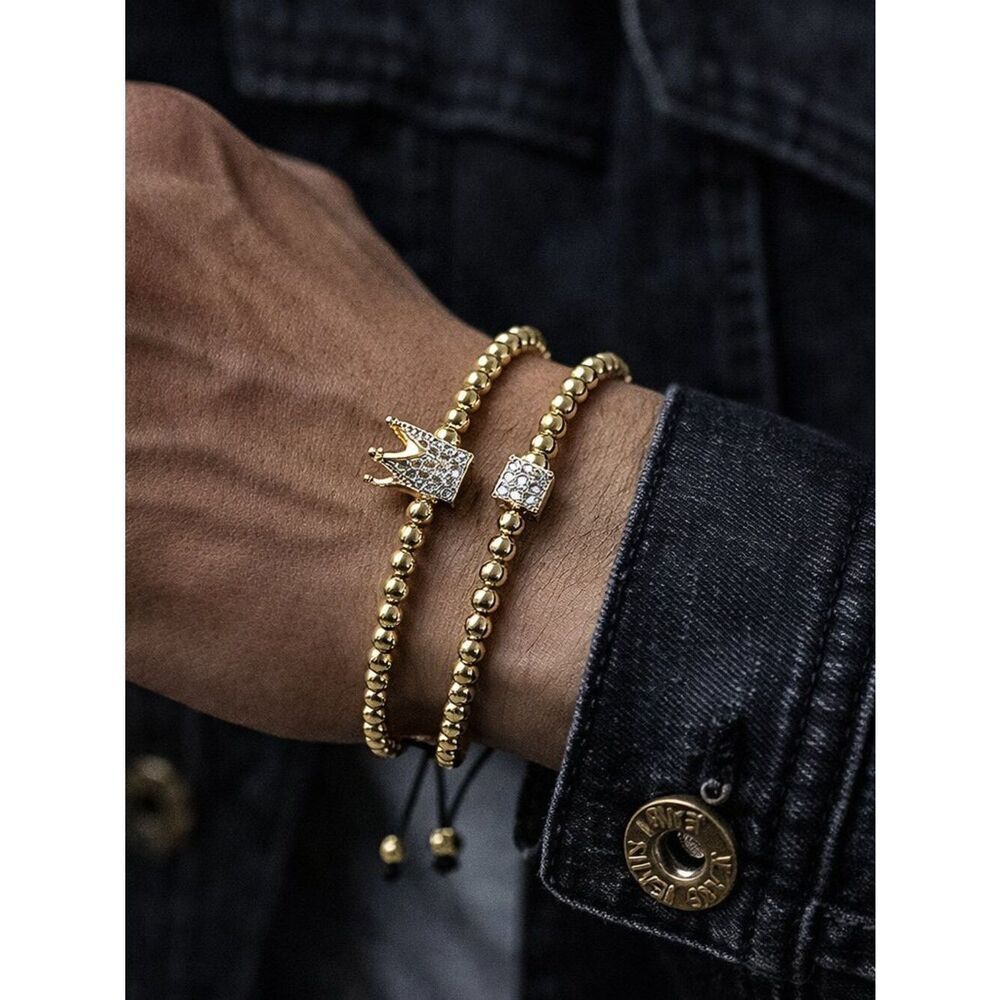 Gold Crown Metal Bead Bracelet